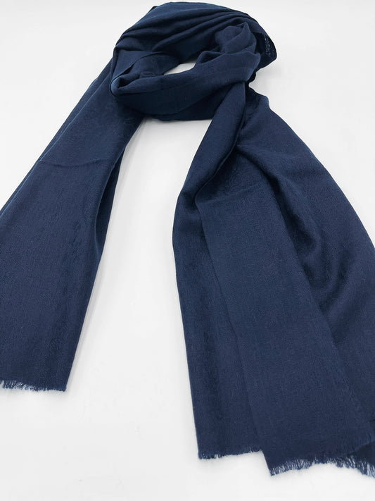 Cashmere Scarf - Self Design Navy