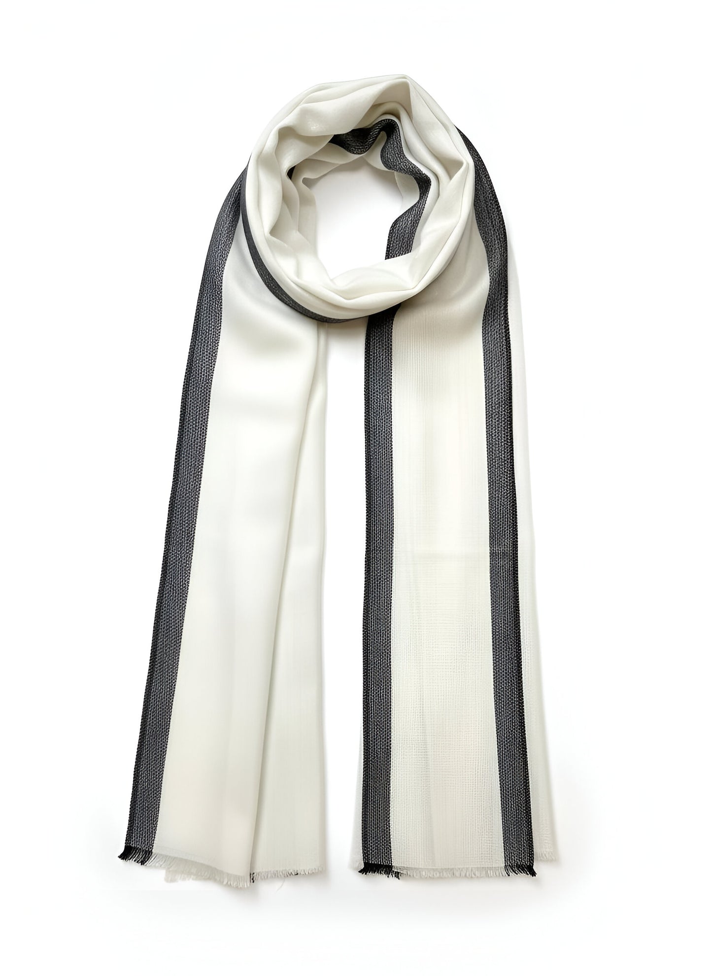 Cashmere Scarf - Cream & Charcoal