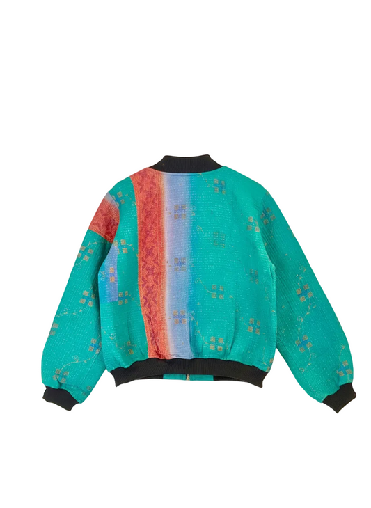 Sophia Reversible Kantha Bomber - Evergreen Classic - XL