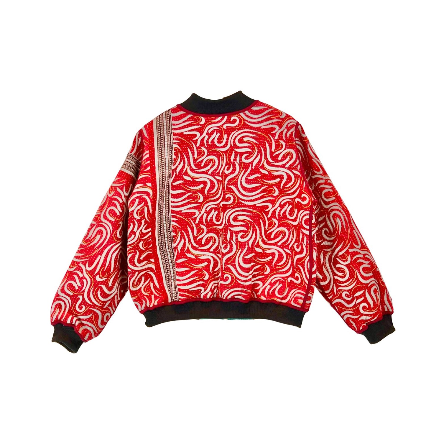 Sophia Reversible Kantha Bomber - Evergreen Classic - XL