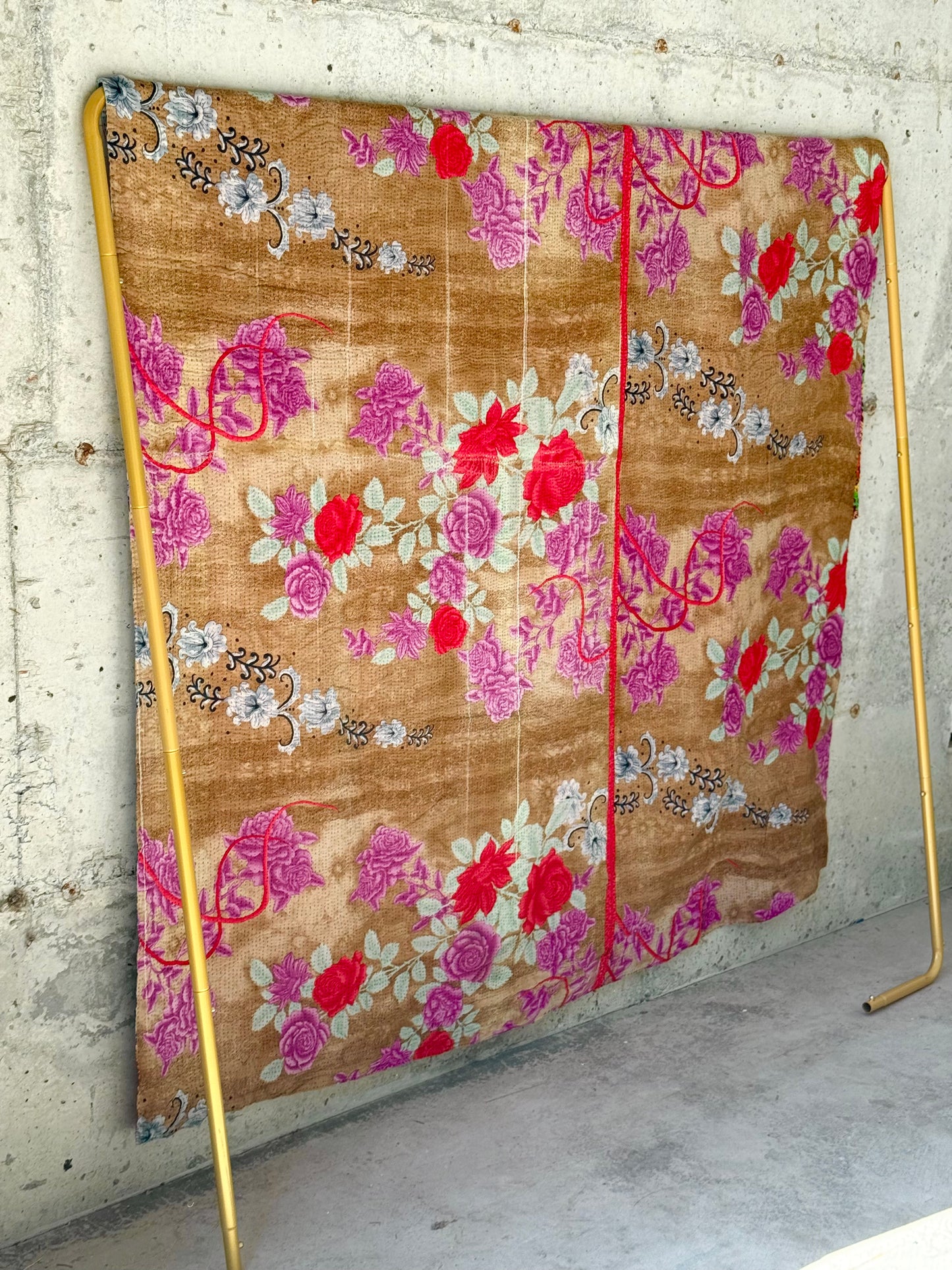 Rosewood Bloom Vintage Kantha Throw