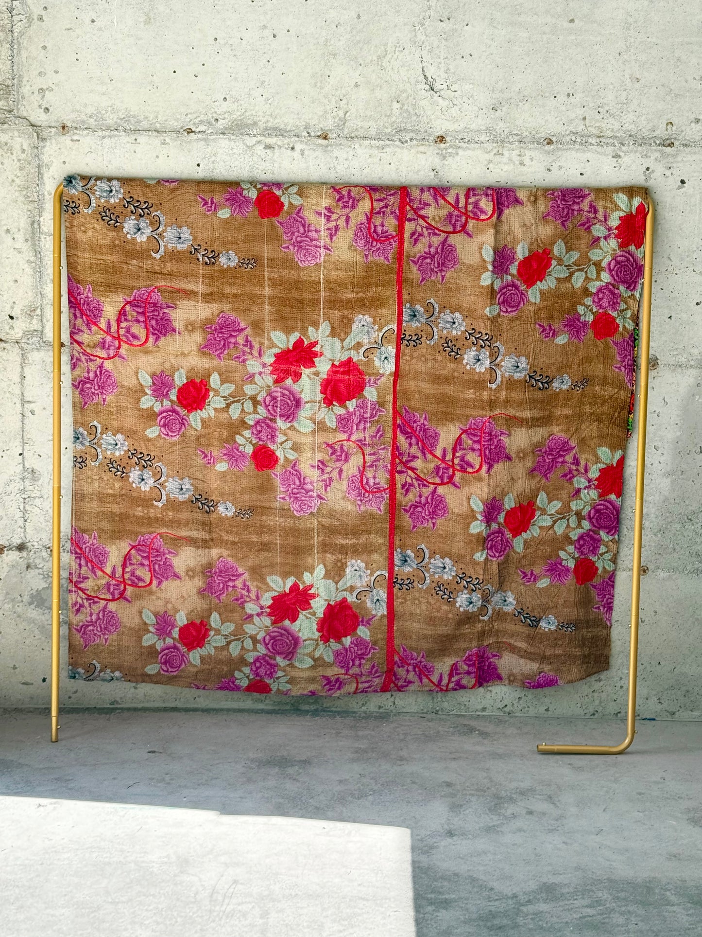 Rosewood Bloom Vintage Kantha Throw