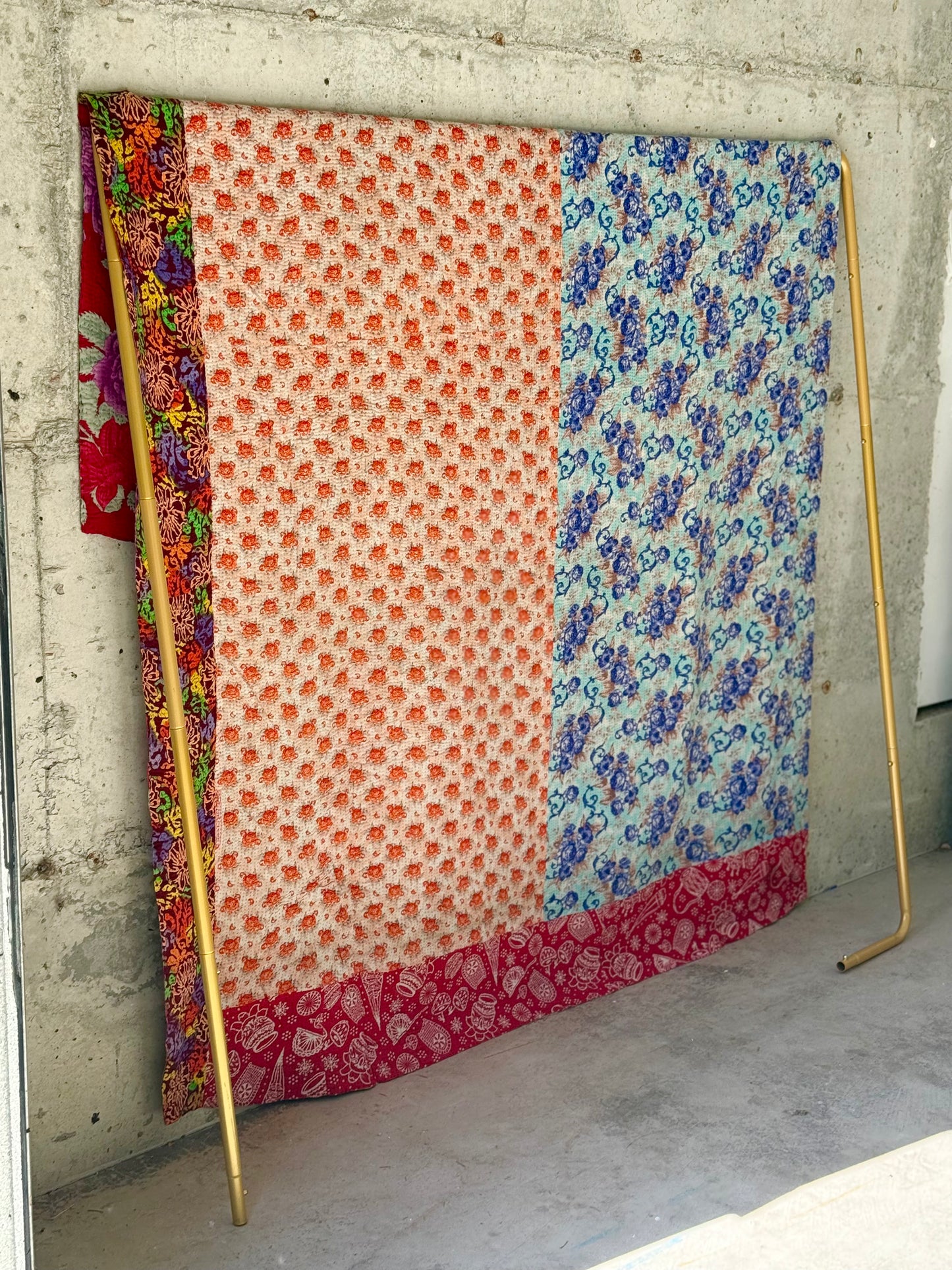 Rosewood Bloom Vintage Kantha Throw