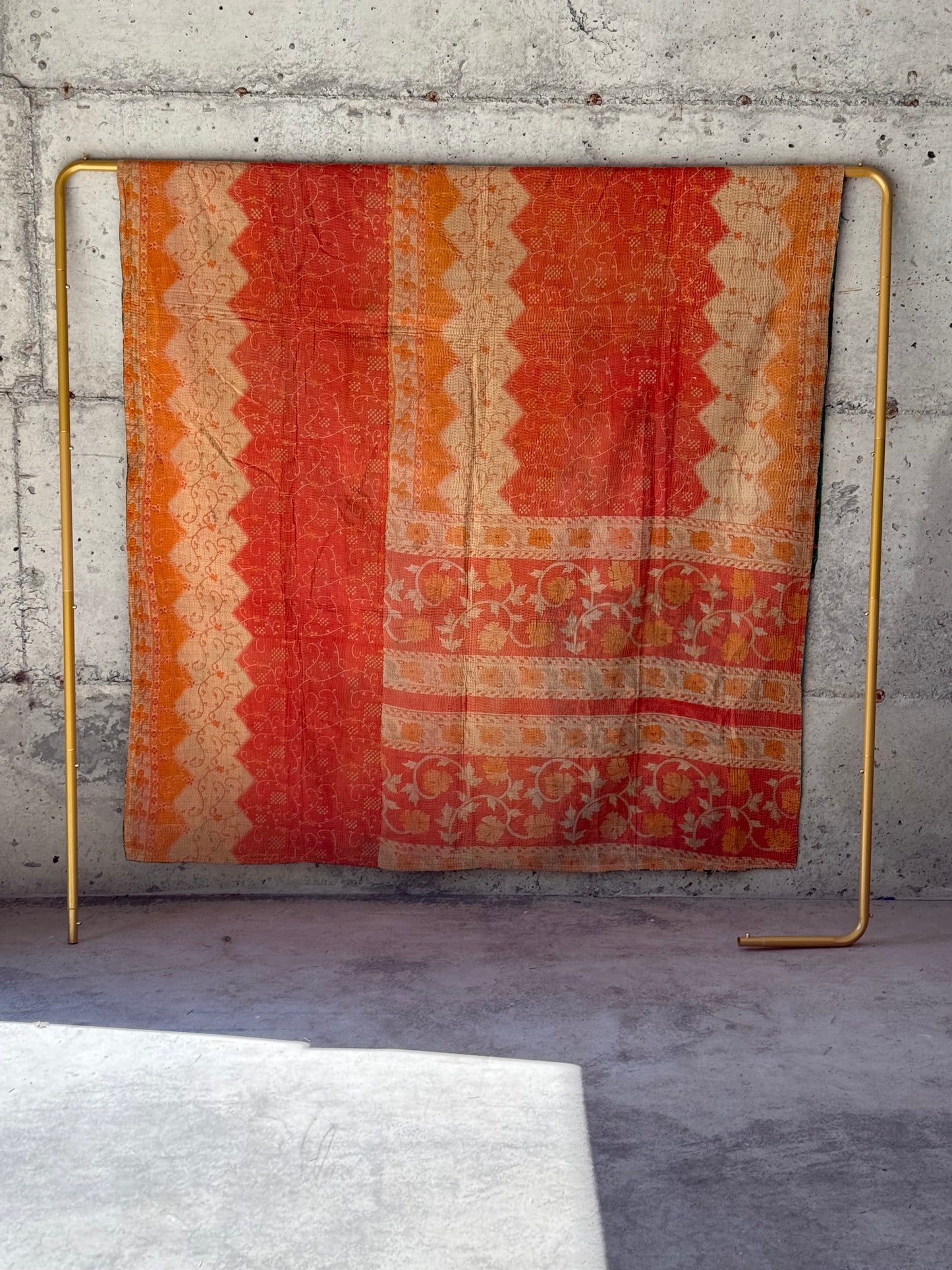 Saffron Meadow Vintage Kantha Throw