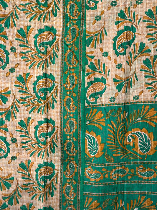 Saffron Meadow Vintage Kantha Throw