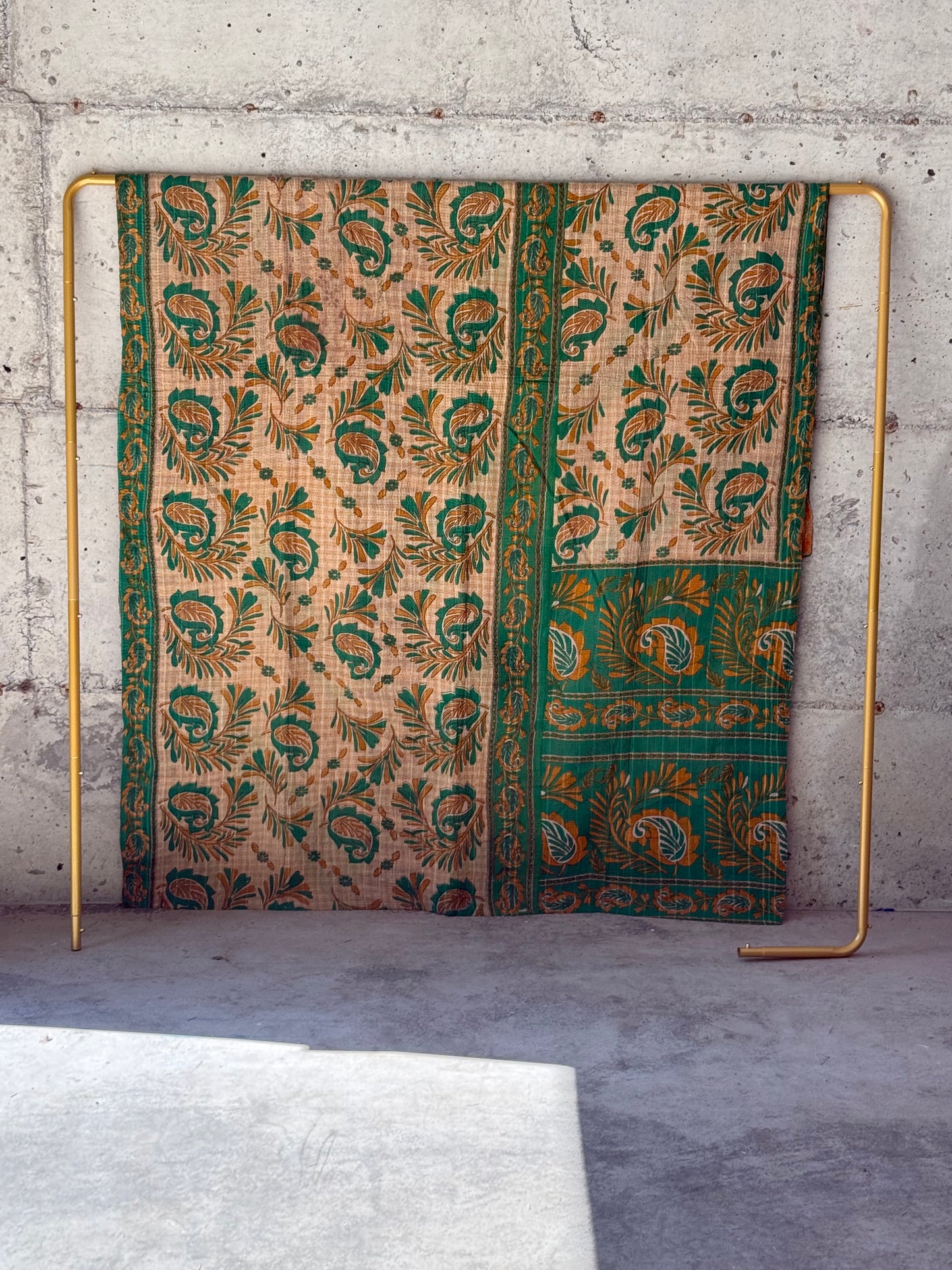 Saffron Meadow Vintage Kantha Throw