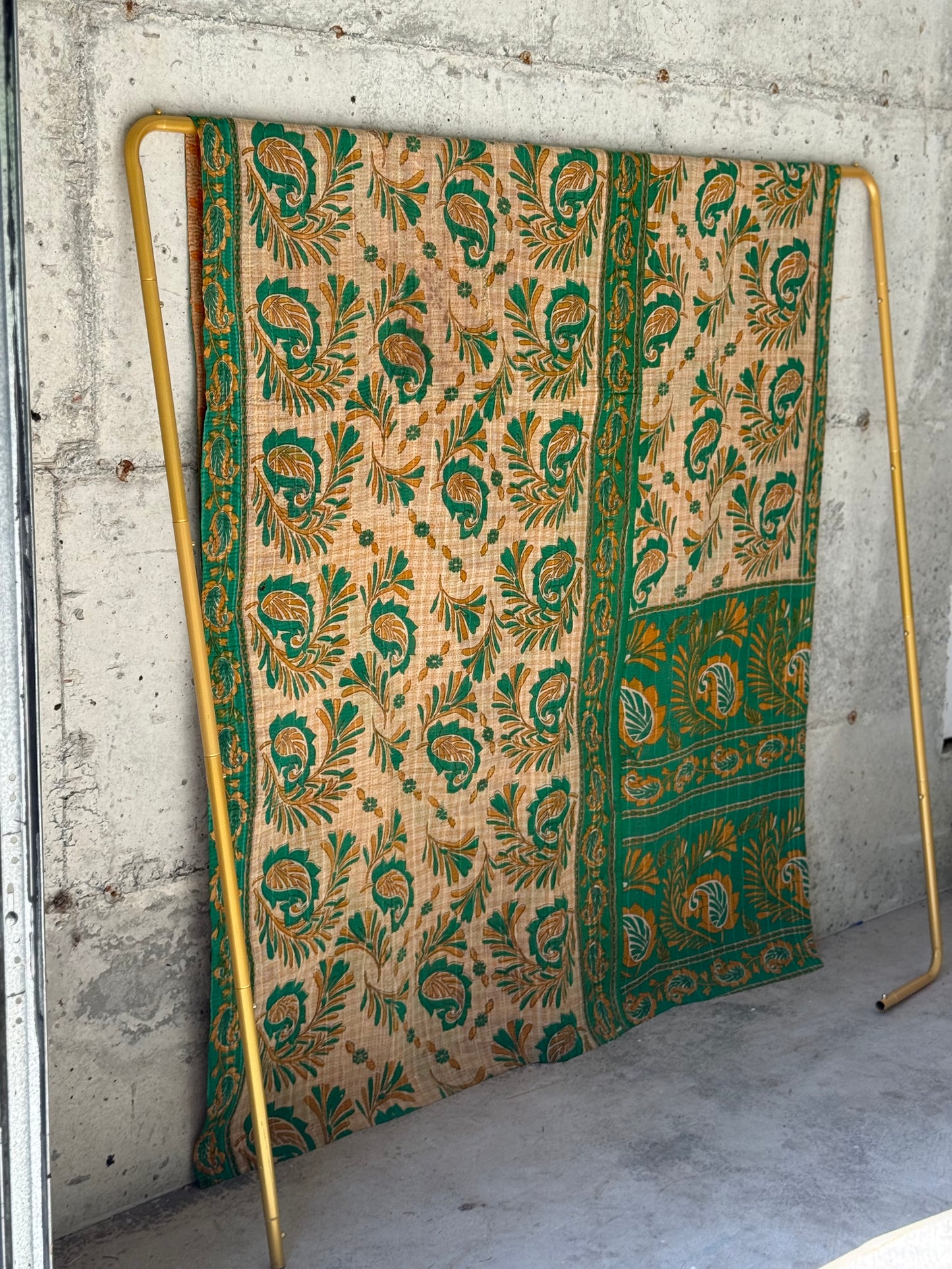 Saffron Meadow Vintage Kantha Throw