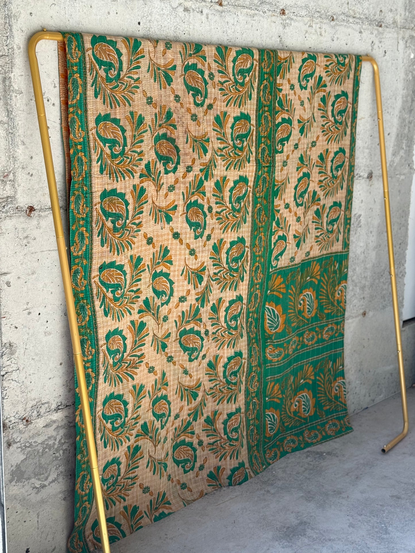 Saffron Meadow Vintage Kantha Throw