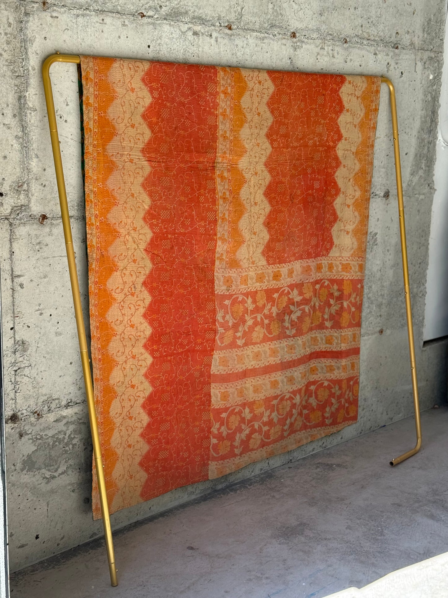 Saffron Meadow Vintage Kantha Throw