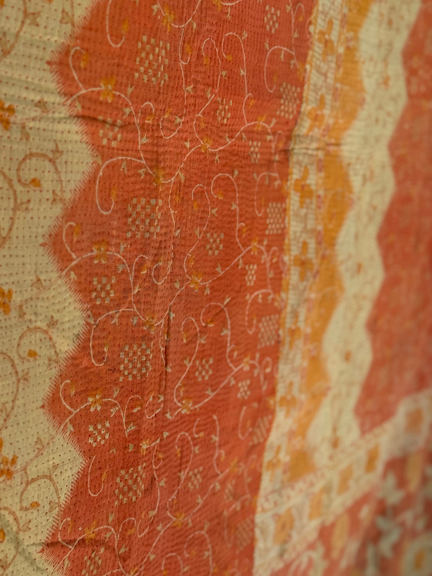 Saffron Meadow Vintage Kantha Throw