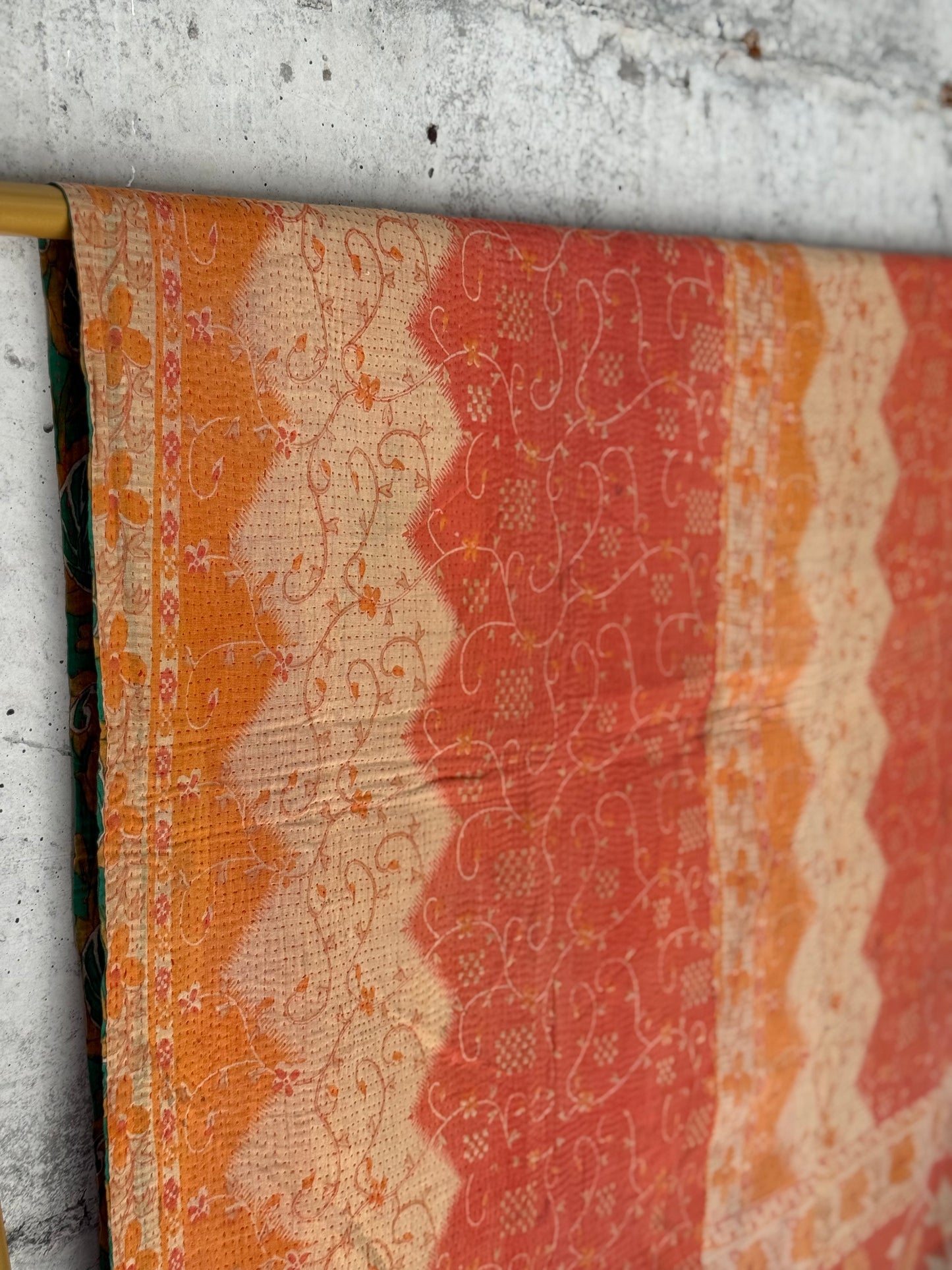 Saffron Meadow Vintage Kantha Throw