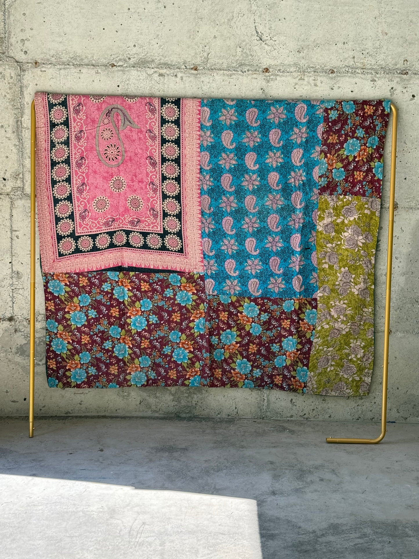 Indigo Garden Vintage Kantha Throw