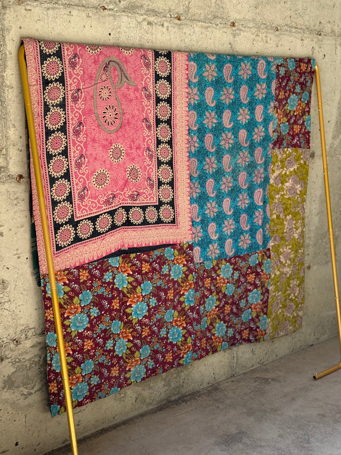 Indigo Garden Vintage Kantha Throw