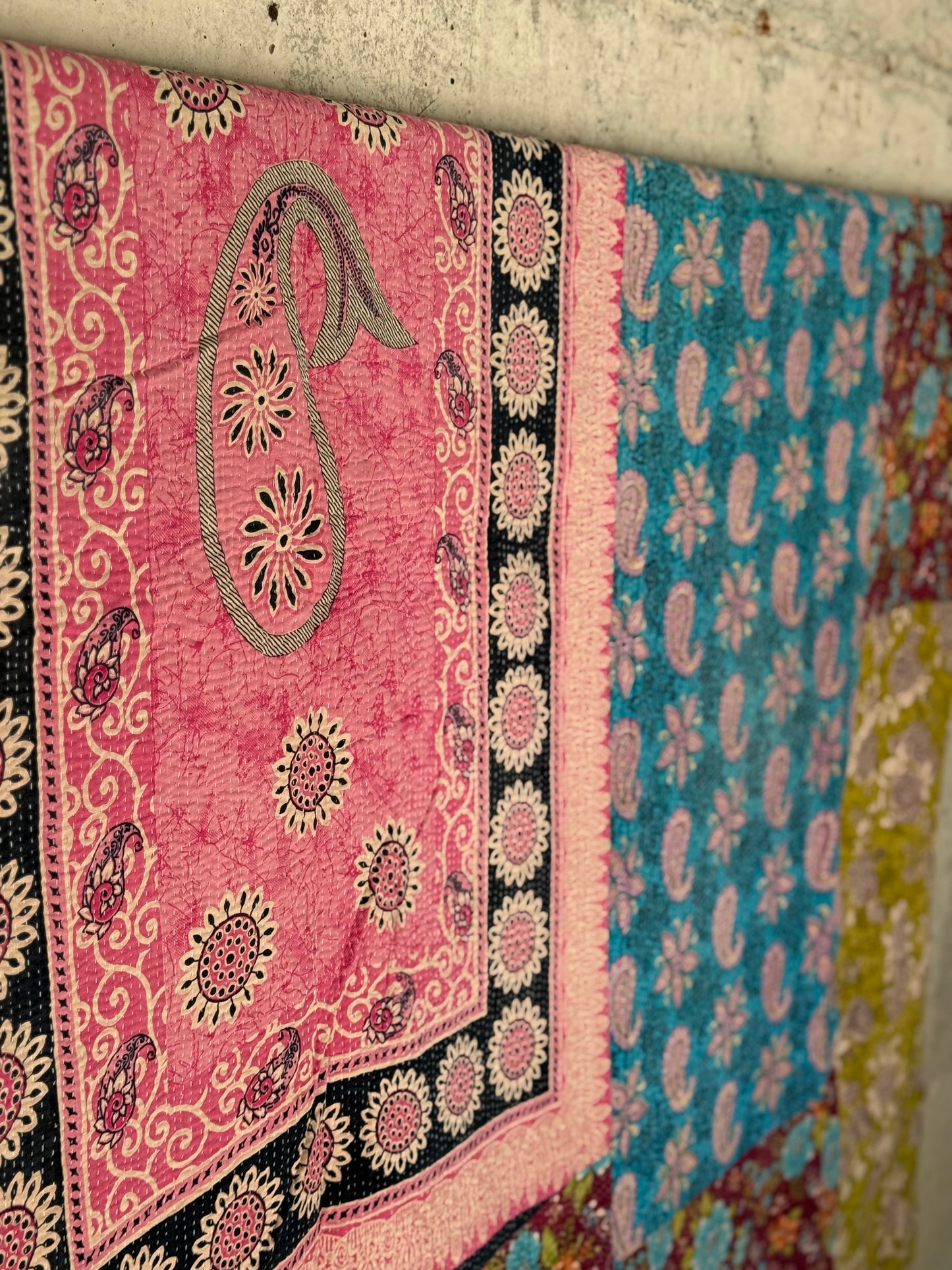 Indigo Garden Vintage Kantha Throw
