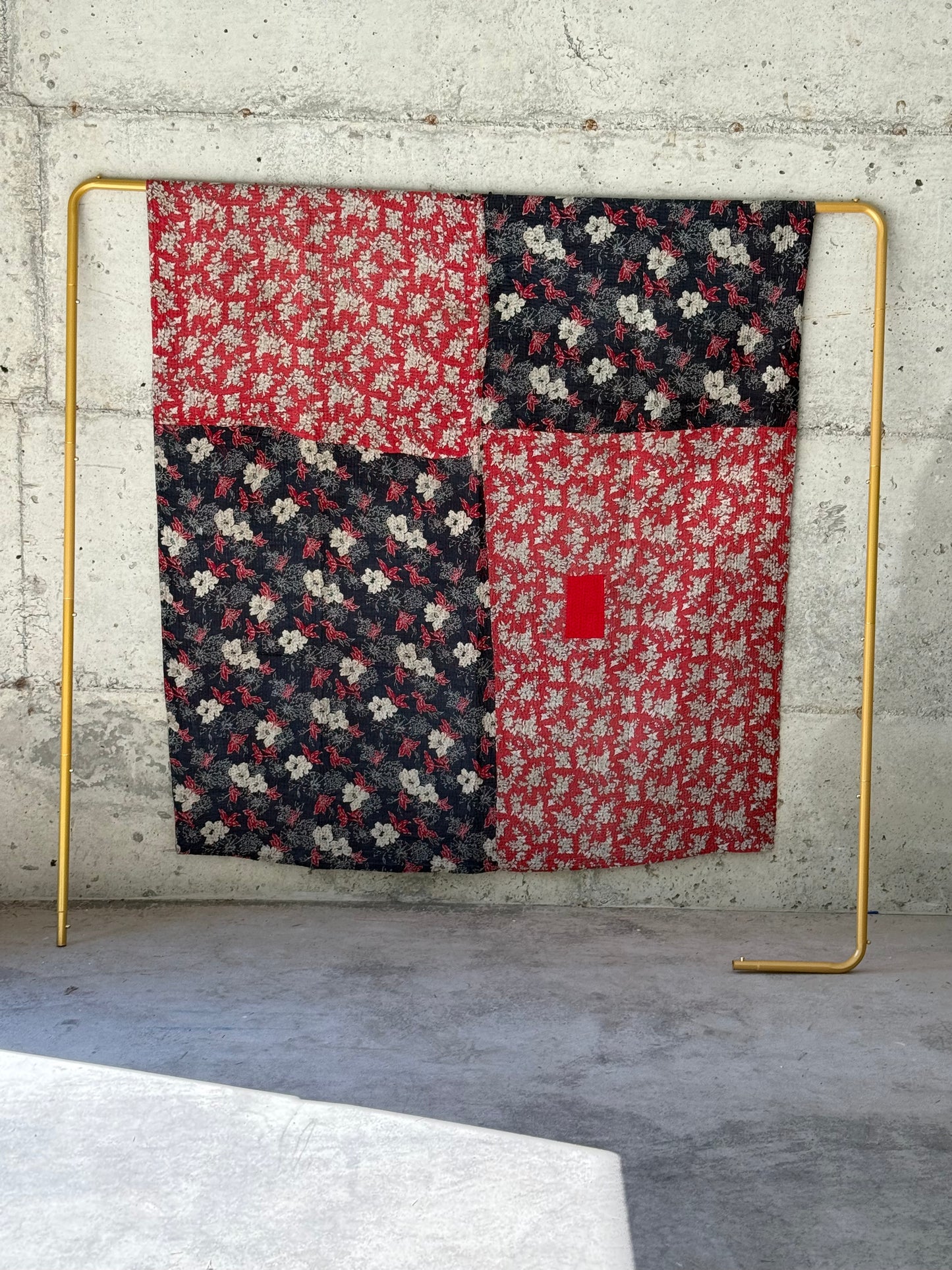 Crimson Petal Vintage Kantha Throw