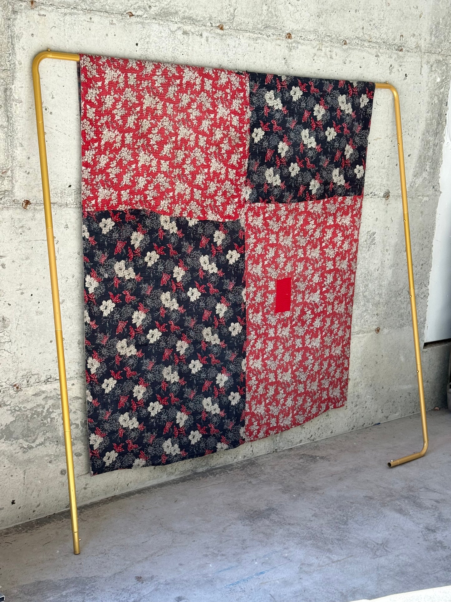 Crimson Petal Vintage Kantha Throw