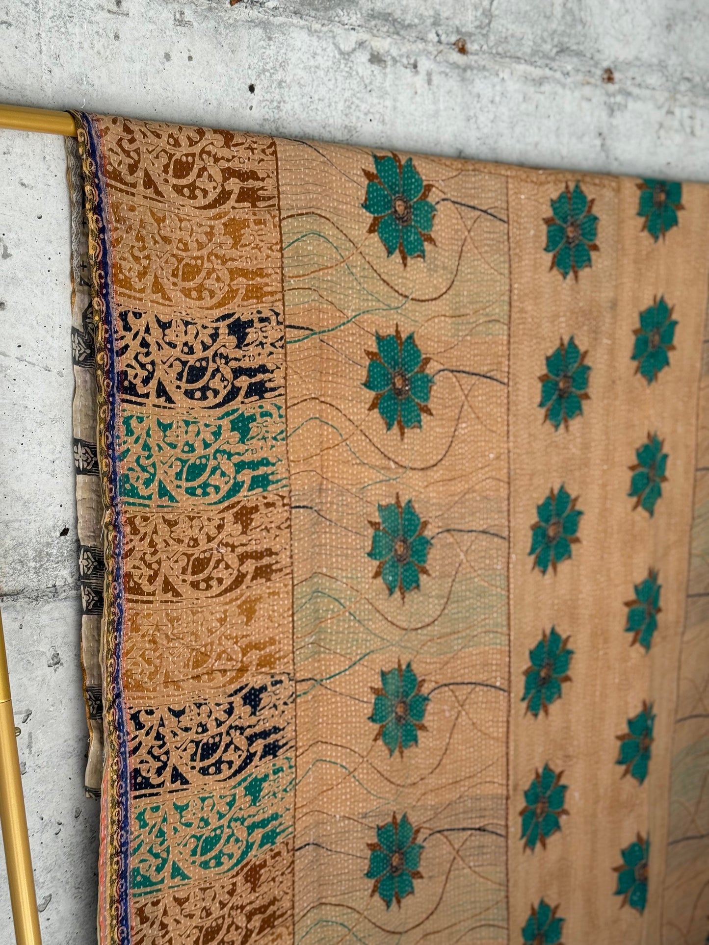 Wheat Fields Vintage Kantha Throw