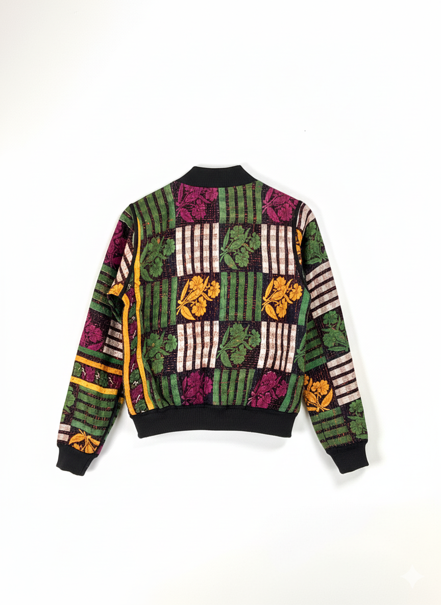 Sophia Reversible Kantha Bomber - Golden Harvest Heritage - XS