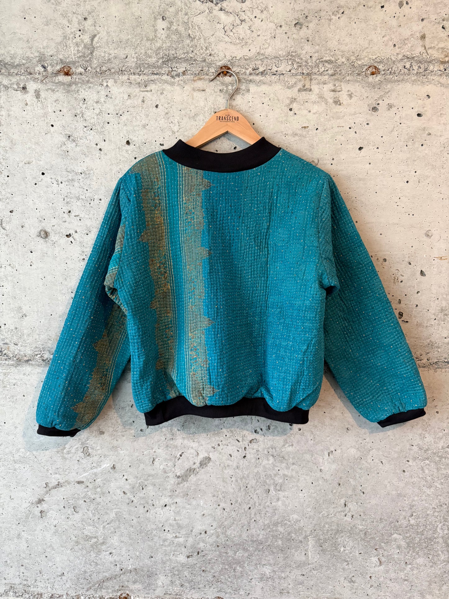 Nadia Kantha Bomber Jacket – Azure Meadow