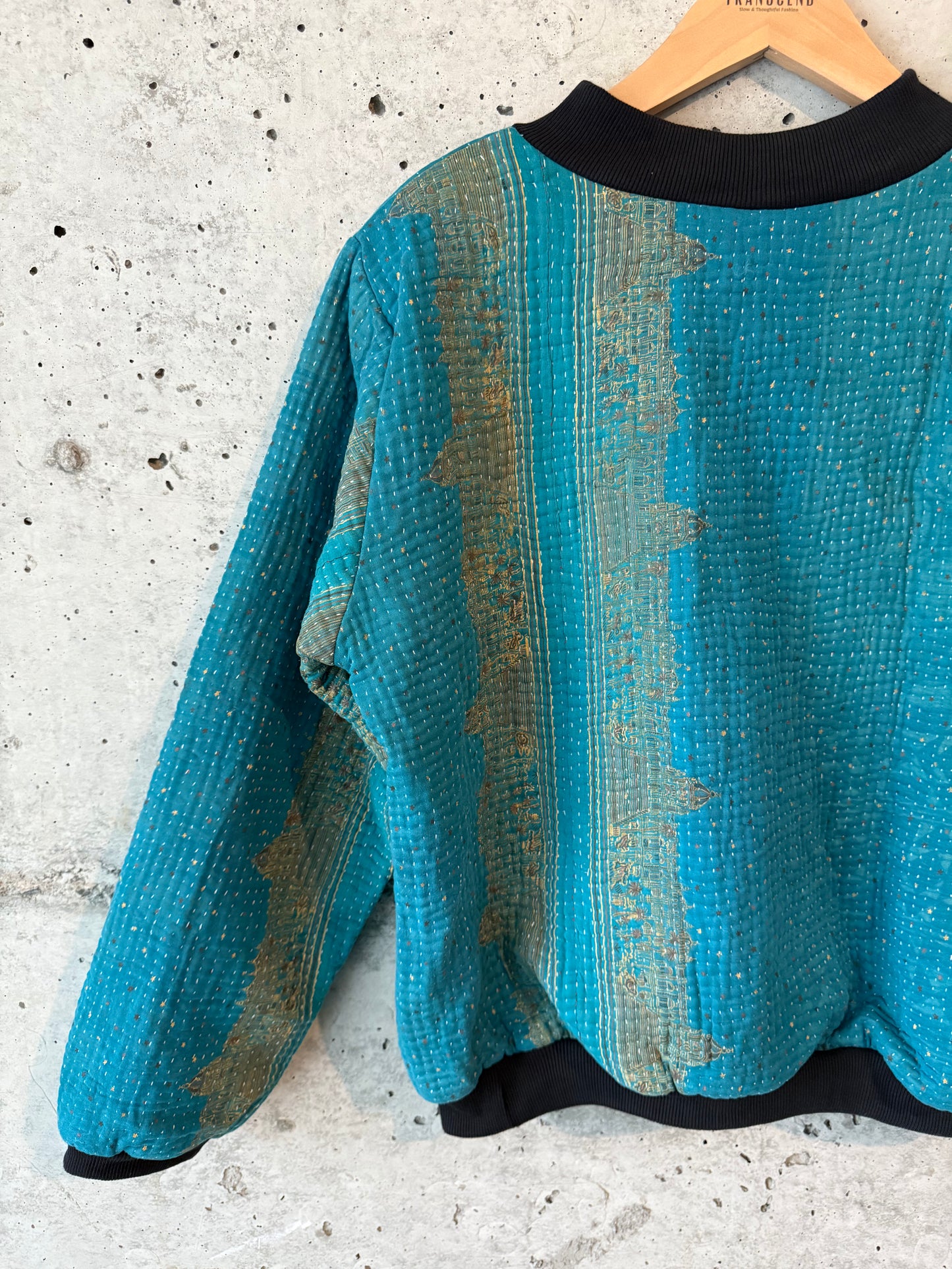 Nadia Kantha Bomber Jacket – Azure Meadow