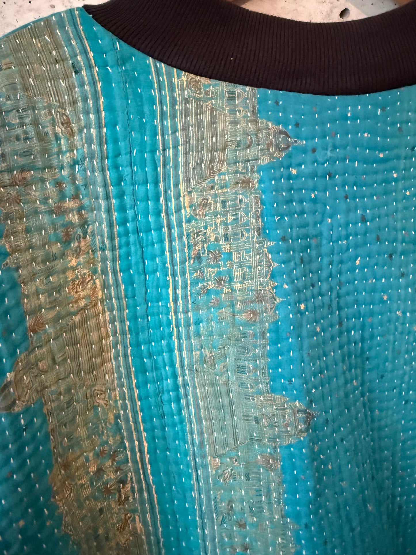 Nadia Kantha Bomber Jacket – Azure Meadow