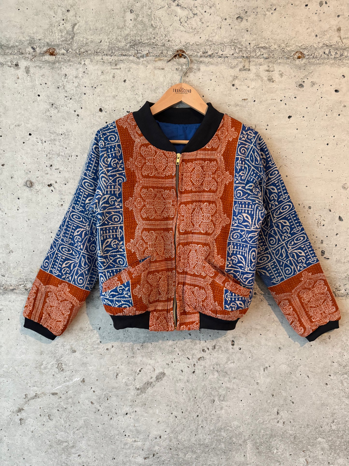Nadia Kantha Bomber Jacket – Indigo Horizon