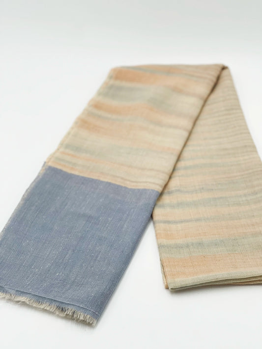 Handwoven 100% Pure Pashmina with Ikat Weave - Light Blue