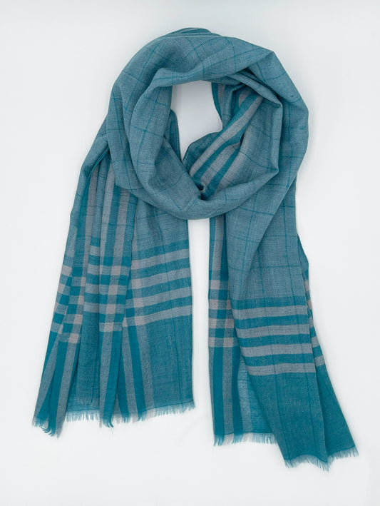 Handwoven 100% Pure Pashmina - Blue Stripes
