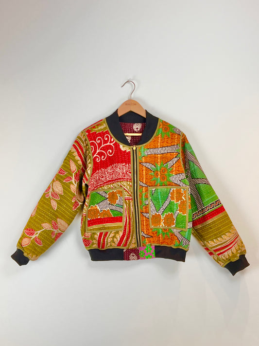 Sophia Reversible Kantha Bomber - Harvest Abundance L