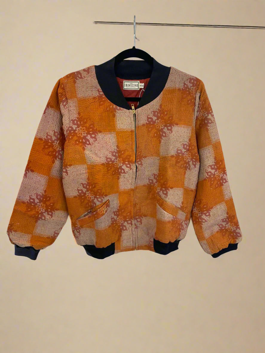 Nadia Bomber Jacket | Vintage Kantha - Checks (M)
