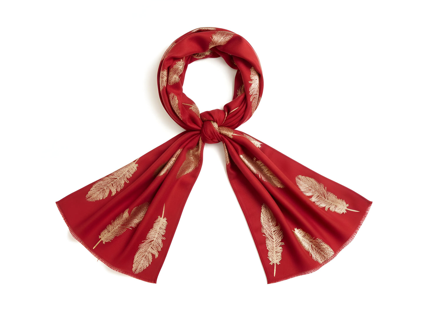 Cashmere Scarf - Red Feather