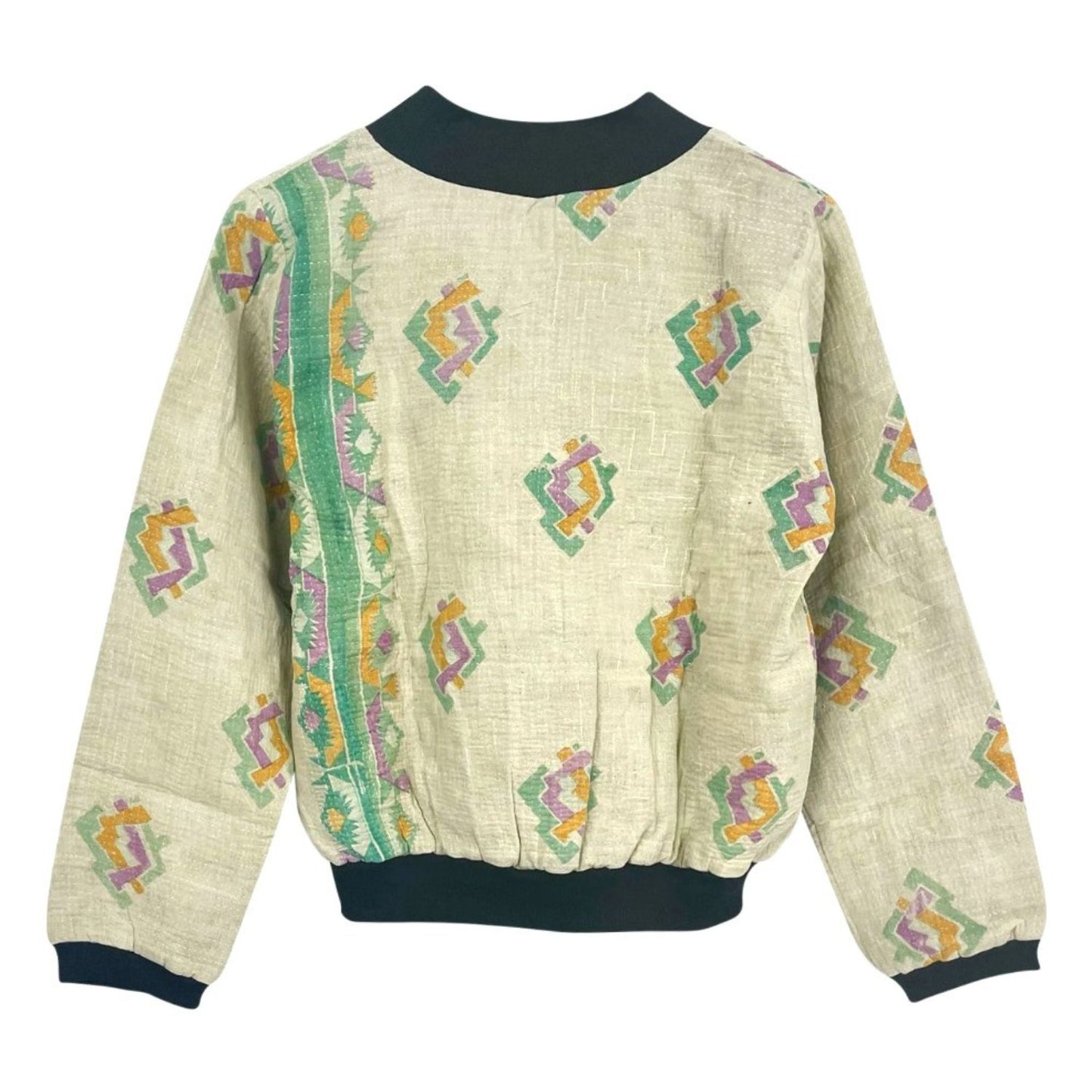 Nadia Bomber Jacket | Vintage Kantha - Light Grey Green (S)