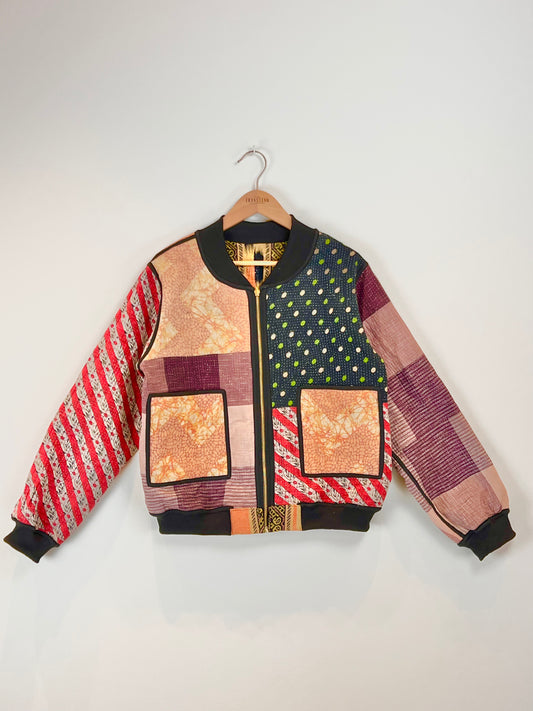 Sophia Reversible Kantha Bomber - Saffron Floral XL