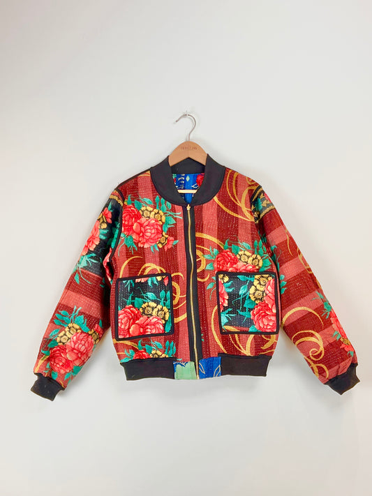 Sophia Reversible Kantha Bomber - Twilight Harvest XL