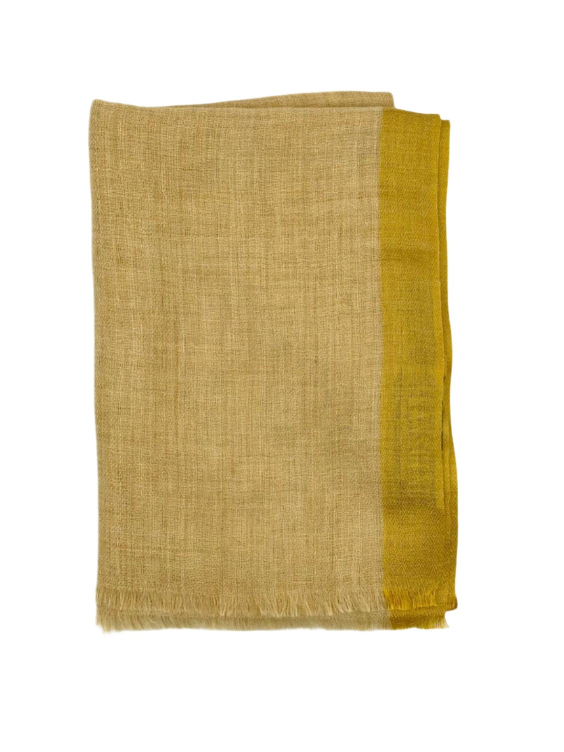 Yellow Cashmere Scarf with Mustard Yellow Border