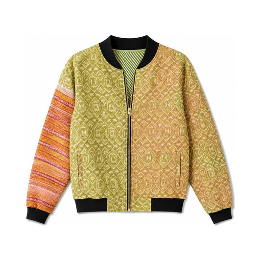MEN'S Reversible Kantha Bomber - Ayan - S — reversible side front, flat product shot on white
