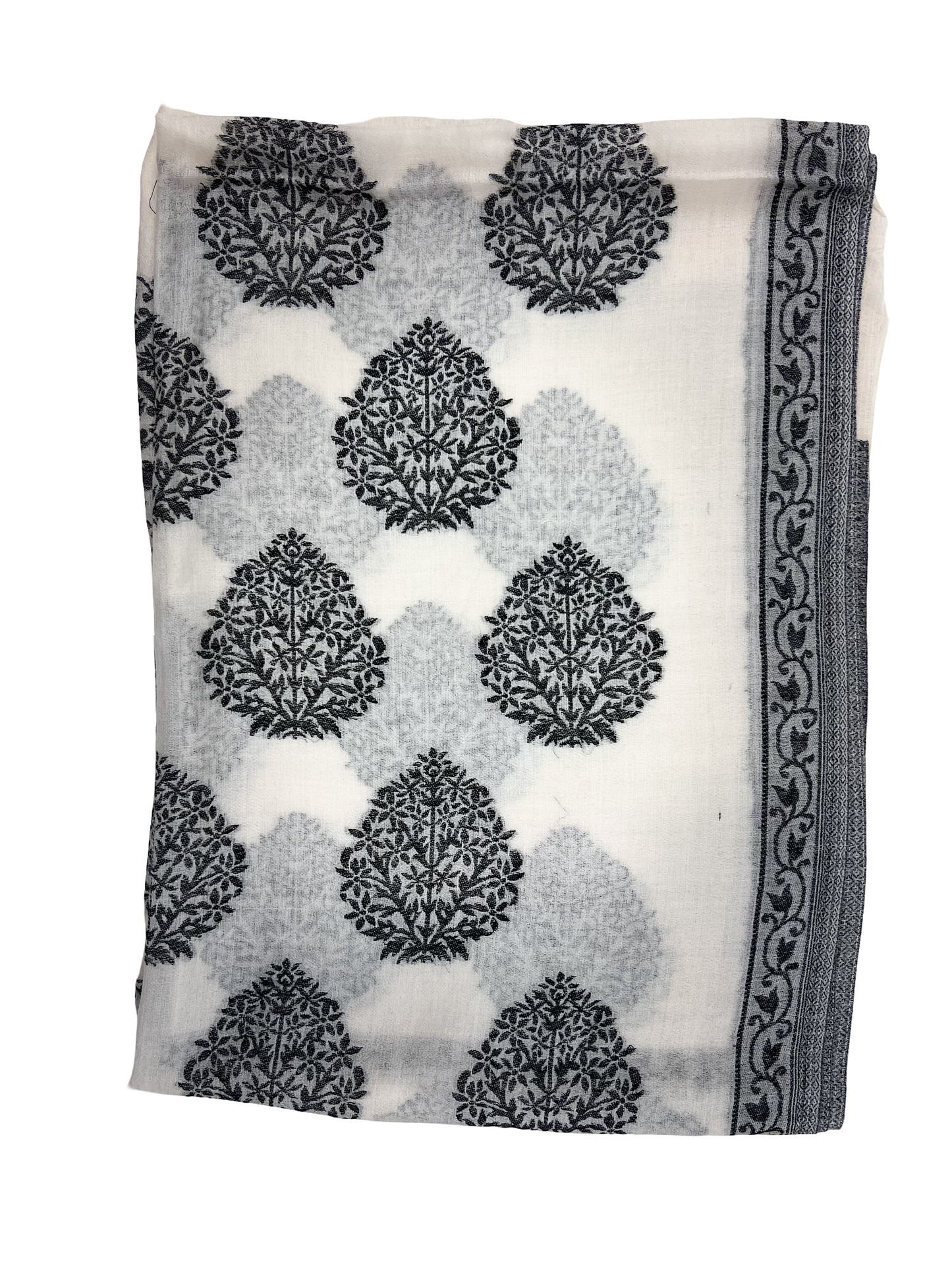 Cashmere Scarf - Black & White Kani Floral