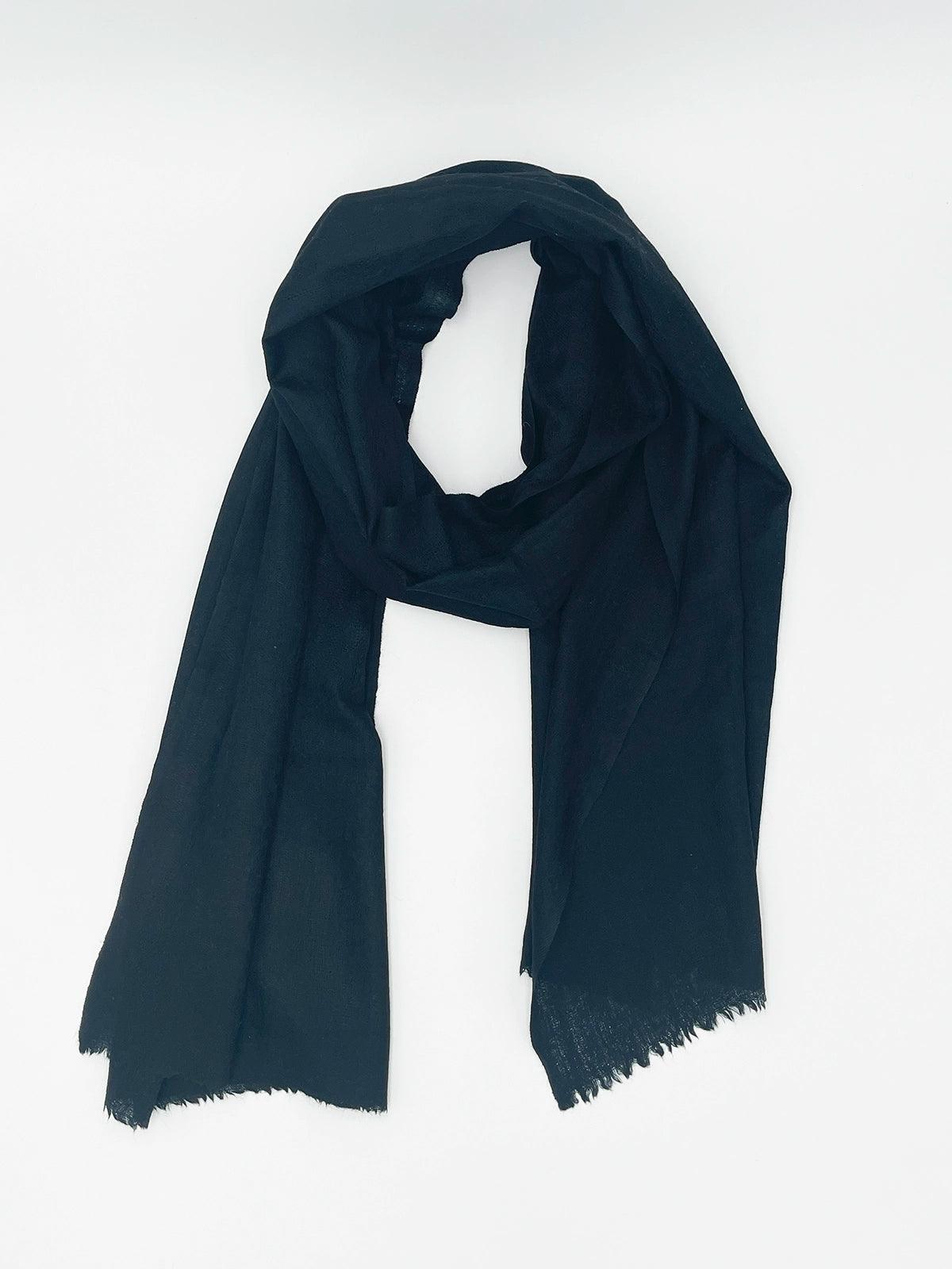 Cashmere Scarf - PLAIN BLACK - Transcend