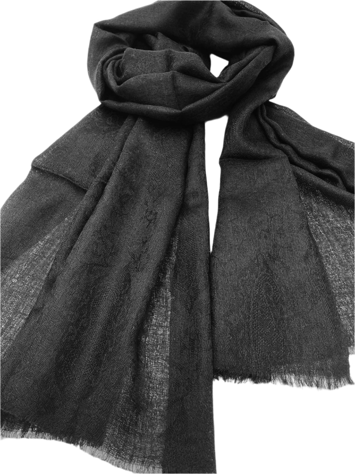 Cashmere Scarf - Self Design BLACK - Transcend