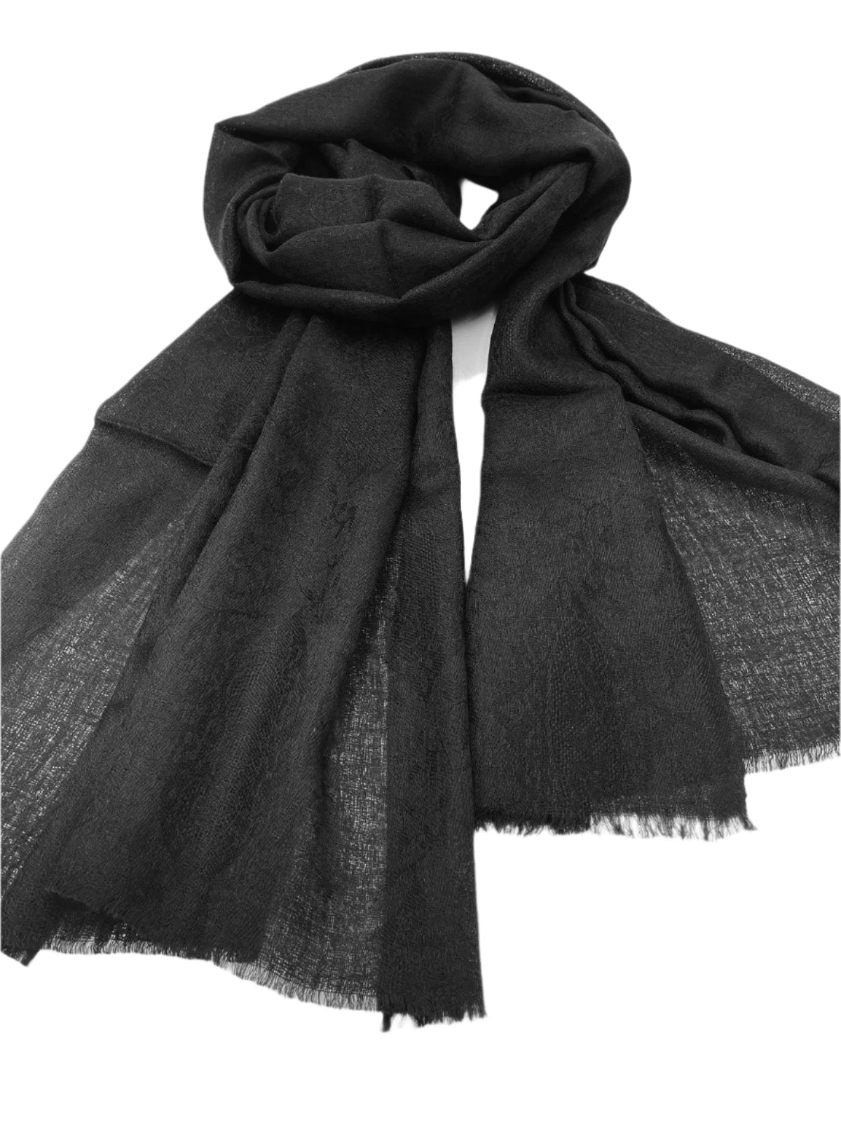 Cashmere Scarf - Self Design BLACK - Transcend
