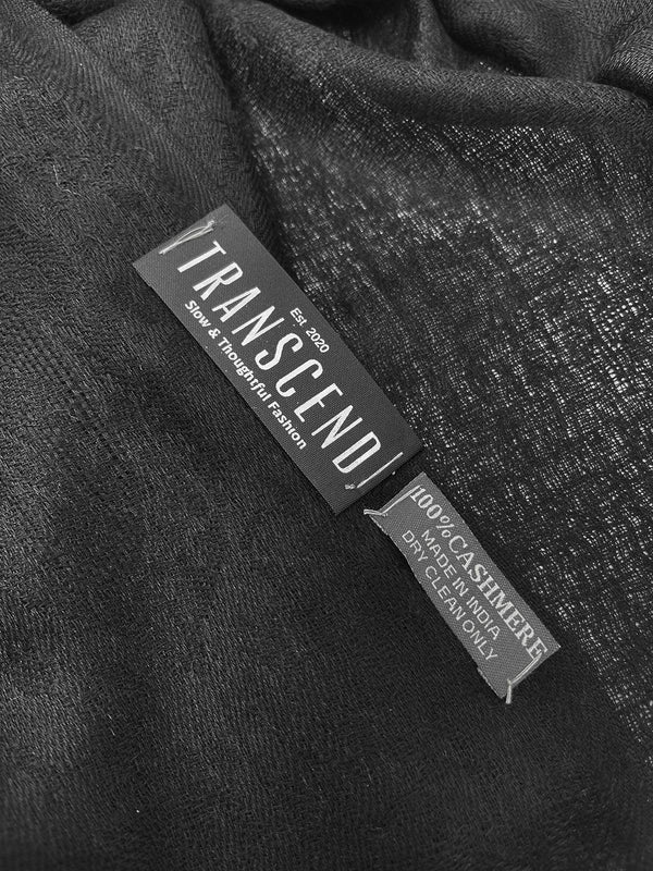 Cashmere Scarf - Self Design BLACK - Transcend