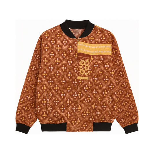 MEN'S Reversible Kantha Bomber - Ciro - S — reversible side front, flat product shot on white
