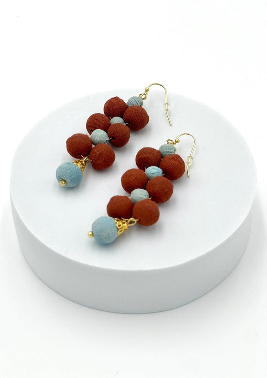 Fair Trade Droplet Earrings with Upcycled Cotton Fabric - Transcend