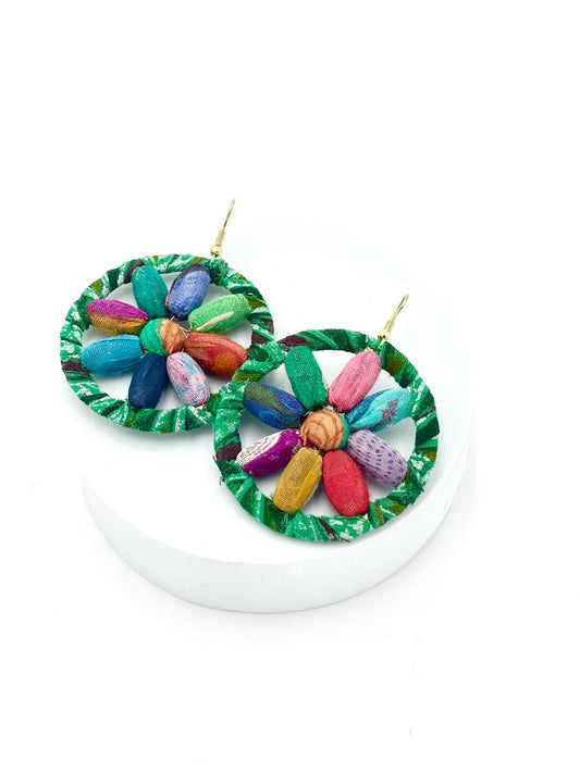 Fair Trade, Hoops/Earrings with Upcycled Cotton Fabric - Transcend