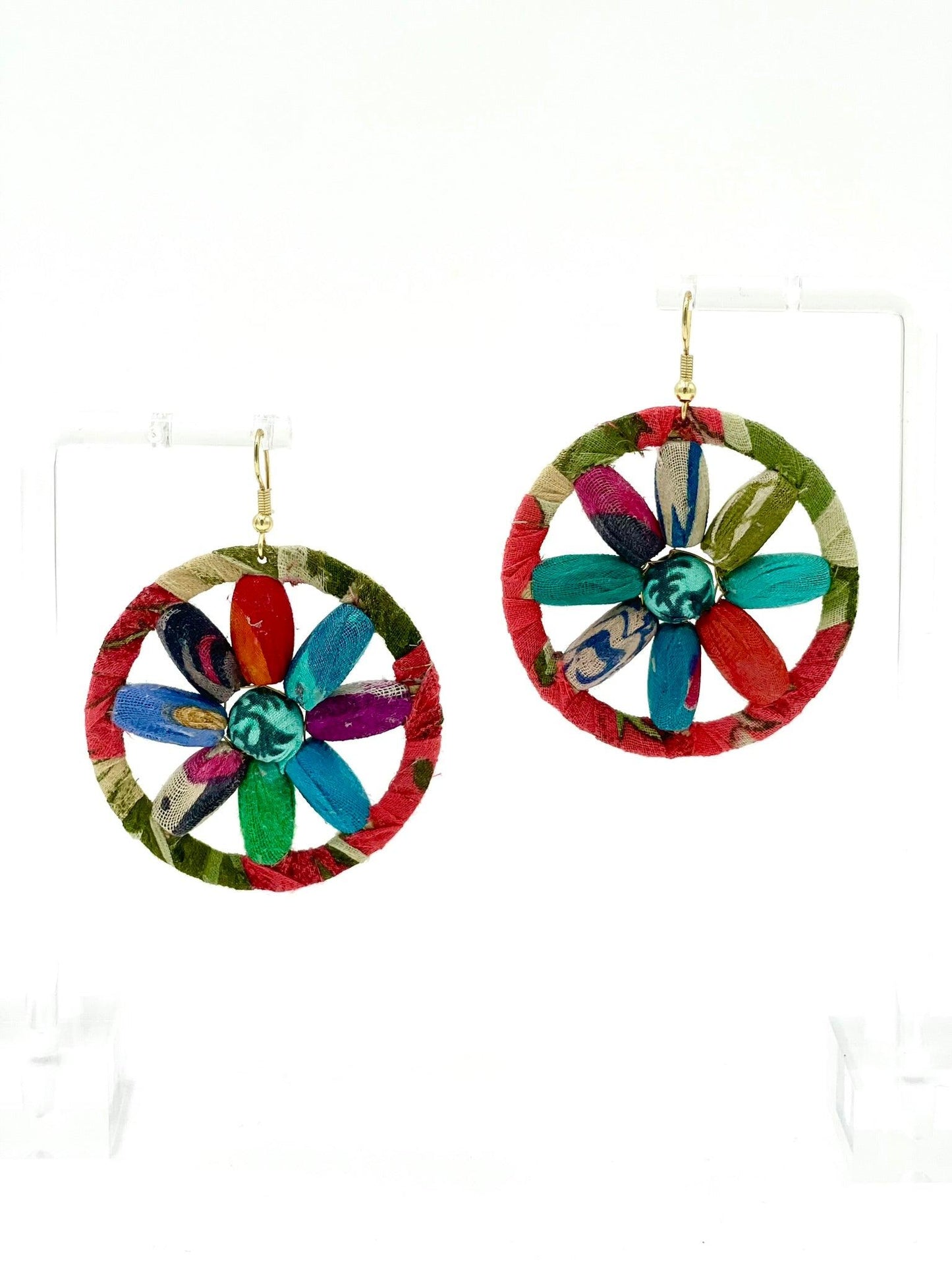 Fair Trade, Hoops/Earrings with Upcycled Cotton Fabric - Transcend