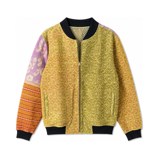 MEN'S Reversible Kantha Bomber - Imran - M — reversible side front, flat product shot on white