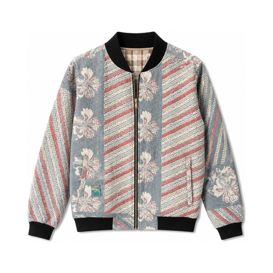 MEN'S Reversible Kantha Bomber - Munir - S — reversible side front, flat product shot on white