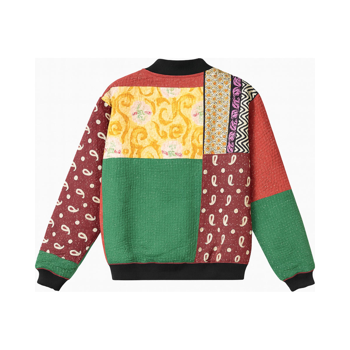 MEN'S Reversible Kantha Bomber - Naim - L — reversible side back, flat product shot on white