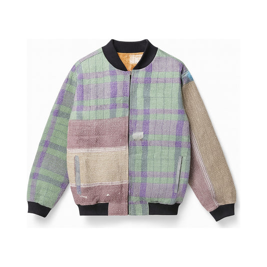 MEN'S Reversible Kantha Bomber - Rayan - M — reversible side front, flat product shot on white