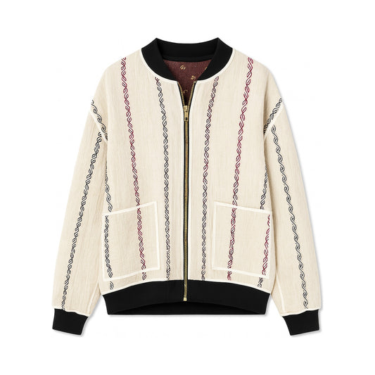 MEN'S Reversible Kantha Bomber - Reza - XXL — reversible side front, flat product shot on white